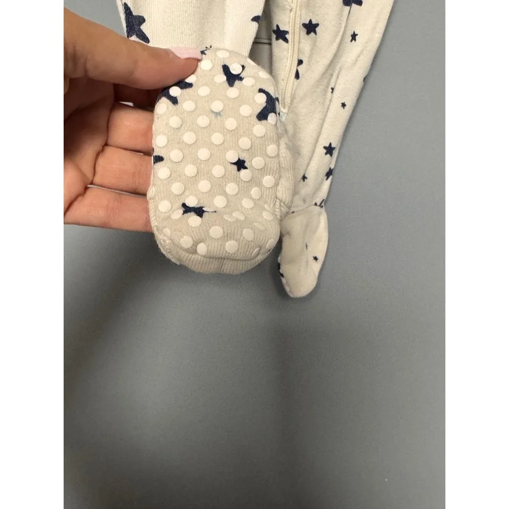 Moon and Back by Hanna Andersson Baby Star Print Organic Cotton Sleeper 3-6M